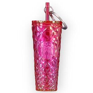 Starbucks Fuchsia Prism Cold Cup Keychain Summer 2024 Rare HTF Collectible NWT